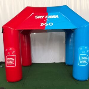 Tenda stand inflável personalizada para feiras e eventos corporativos.